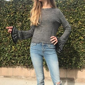 Zara Knit Sweater Top with Bell-wrist Sleeves